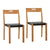 Glinda Natural Wood and Black Leather Dining Chair Set Of 2 Model DOV25032B