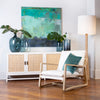 Gabe Light Warm Wash Finish Frame and Off White Fabric Occasional ChairModel DOV31000