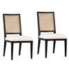 Norton Antique Black Frame with Natural Rattan and White Fabric Dining Chair Set Of 2 Model DOV31006