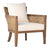 Lily Natural Wood and Rattan Finish and Off White Fabric Occasional ChairModel DOV31008