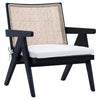 Artadi Antique Black Frame with Natural Rattan and White Fabric Occasional ChairModel DOV31012