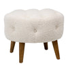 Aldreda Cream Upholstery with Medium Brown Wood legs Stool Model DOV3193