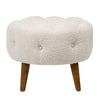 Aldreda Cream Upholstery with Medium Brown Wood legs Stool Model DOV3193