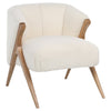 Marie Ivory Fur Seating and Natural Oak Wood Finish Occasional ChairModel DOV34012