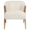 Marie Ivory Fur Seating and Natural Oak Wood Finish Occasional ChairModel DOV34012