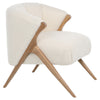 Marie Ivory Fur Seating and Natural Oak Wood Finish Occasional ChairModel DOV34012