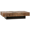 Powell Medium Brown Natural Wood Sealed Finish and Black Base Coffee TableModel DOV5370