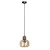 Vaela Medium Brown Wood and Brown Glass Pendant LightModel DOV63030-BRWN