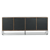 Nicole Natural Teak with Antique Black Panels and Black Iron Base Sideboard Model DOV6372