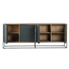 Nicole Natural Teak with Antique Black Panels and Black Iron Base Sideboard Model DOV6372