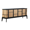 Kanton Black Finish and Natural Rattan Sideboard Model DOV6379