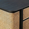 Kanton Black Finish and Natural Rattan Sideboard Model DOV6379