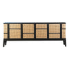 Kanton Black Finish and Natural Rattan Sideboard Model DOV6379