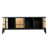 Kanton Black Finish and Natural Rattan Sideboard Model DOV6379