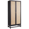 Royette Antique Black Frame with Natural Rattan Door Panels Cabinet Model DOV6382