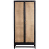 Royette Antique Black Frame with Natural Rattan Door Panels Cabinet Model DOV6382