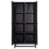 Royette Antique Black Frame with Natural Rattan Door Panels Cabinet Model DOV6382