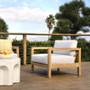 Boe Light Grey and Natural Teak Outdoor Sofa Chair Model DOV7799-LTGY