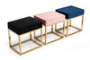 Modrest Downey Modern Blue Velvet & Gold Stool Ottoman