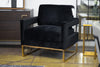 Modrest Edna Modern Black Velvet & Gold Accent Chair Model VGRHRHS-AC-201-BLK