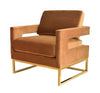 Modrest Edna Camel Velvet & Gold Accent Chair Model VGRHRHS-AC-201-BRN-CH