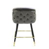 Modrest Elliot - Contemporary Grey & Black/Gold Dining Bar Stool (Set of 2)