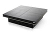 Horizon - Modern Black Crocodile Coffee Table w/ Pull Out Squares
