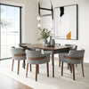 Modrest Castillo & Jordan Modern Grey Fabric & Walnut 7 Piece Dining Set Model VGMA-MIT-5303-7PC-SET