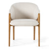 Modrest Lunde Cream Fabric And Walnut Arm Dining Chair Model VGCS-ACH-20071