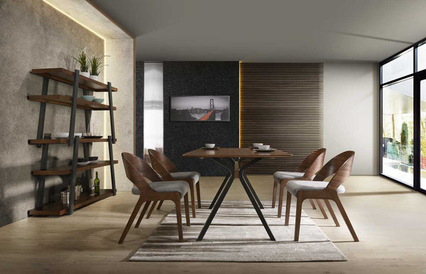Modrest Runyon Modern Walnut & Grey Fabric Dining Chair (Set Of 2) Model VGMAMI-836-GRY