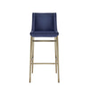 Modrest Mimi - Contemporary Blue Velvet & Antique Brass Bar Stool (Set of 2)