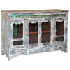 Wooden Old World Distressed Painted Finish Glass Old Sideboard Model PA0302