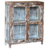 Wooden Old World Distressed Painted Finish Glass Small Cabinet Model PA0390