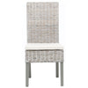 Kubu Whitewash Finish and Off White Fabric Dining ChairModel PLA3016NS