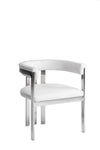 Modrest Pontiac Modern White Vegan Leather & Stainless Steel Dining Chair Model VGZA-Y129-WHTSTL