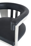 Modrest Pontiac Modern Black Vegan Leather And Stainless Steel Dining Chair Model VGZAY129-BLK-DC