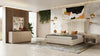 California King - Nova Domus Daystar + Roma - Modern Beige Velvet + Travertine + Gold Bedroom Set