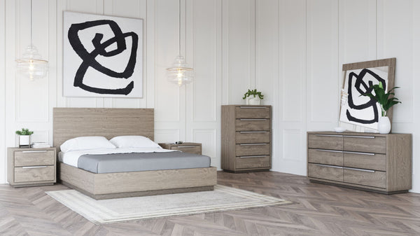 Eastern King Modrest Samson - Contemporary Grey & Silver Bedroom Set