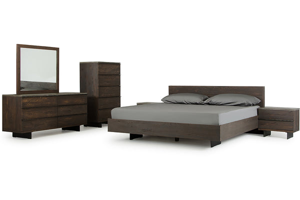 Eastern King Modrest Selma Modern Dark Aged Oak & Concrete Bedroom Set