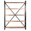 Santos Natural Wood Finish with Black Metal Frame Bookcase Model SHR196