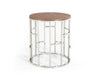 Modrest Silvia Modern Walnut & Stainless Steel End Table