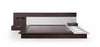 Modrest Torino Contemporary Brown Oak & Grey Platform Bed w/ Lights