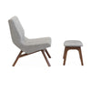 Modrest Whitney Modern Grey & Walnut Accent Chair & Ottoman