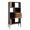 Cabot Natural Wood Finish and Black Bookcase Model WOR1003-TEAK